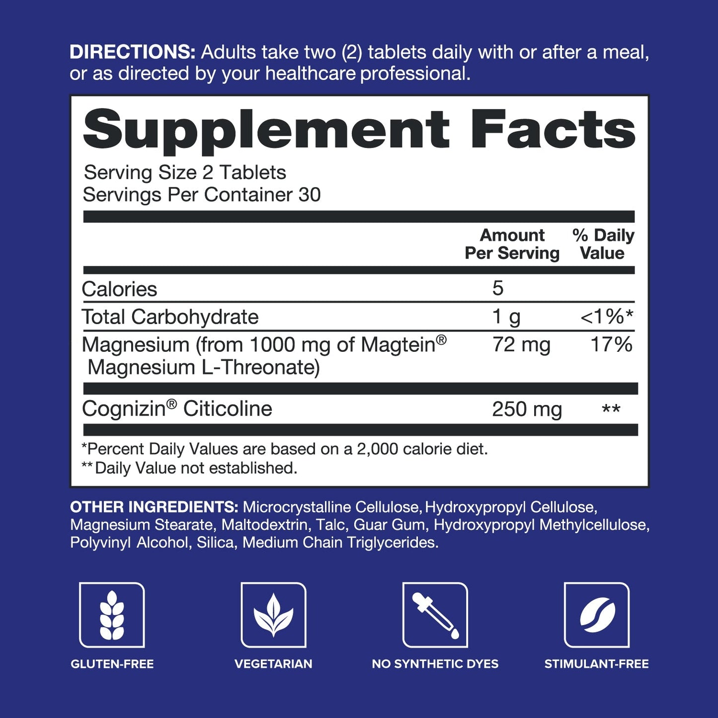 Brain Health Focus Plus, Magnesium L-Threonate & Citicoline, Clinically Tested Ingredients to Improve Focus, Attention and Productivity, 60 Count (Pack of 1)